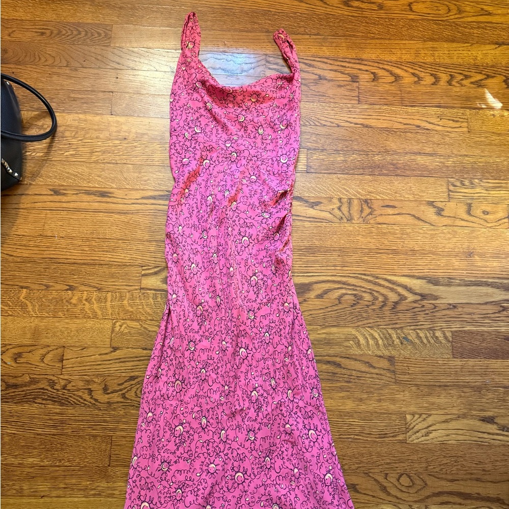 Diane von Furstenberg Smiley Face Pink Patterned Maxi Dress - Picture 4 of 5